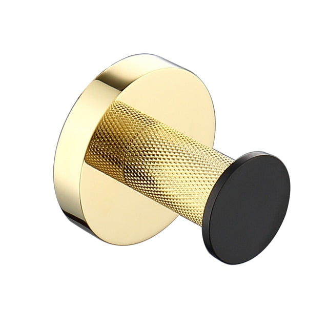 Black with gold polished two tone bathroom accessories