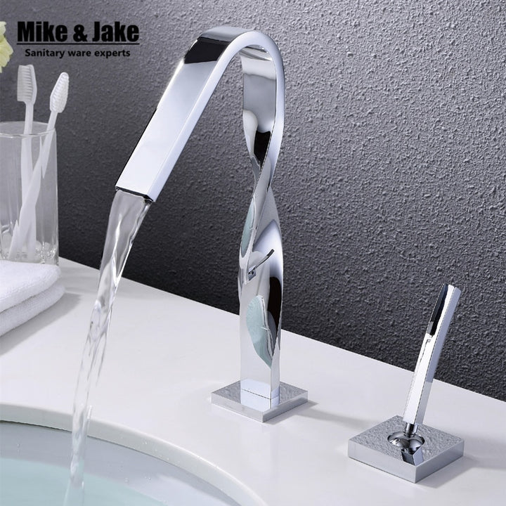 Twisted Chrome Single lever modern design bathroom faucet