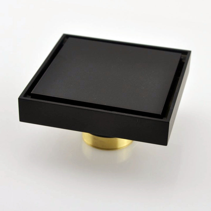 Black Matte Square solid brass 4" X 4" shower drain