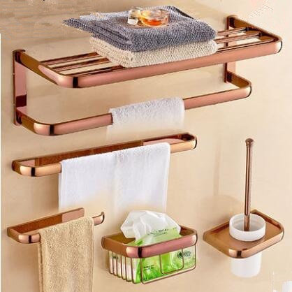 Rose Gold polished -hook,Paper Holder,Towel Bar,Soap basket,Towel Rack bathroom accessories