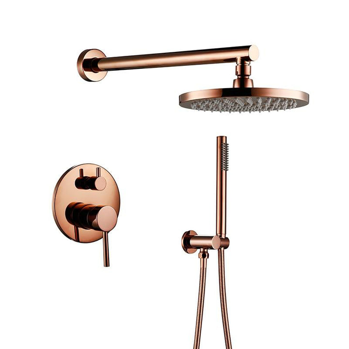 Rose Gold Brushed Round 8 to 12 inches Rain Head-2 Way Diverter Shower Kit