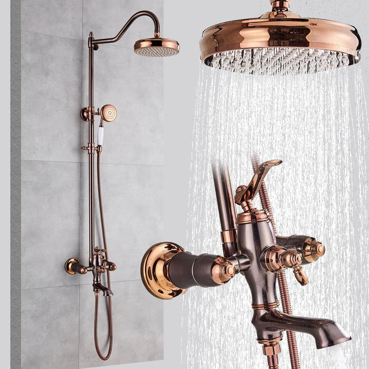 Rose gold polished Victorian Exposed 3 Way Shower System Kit